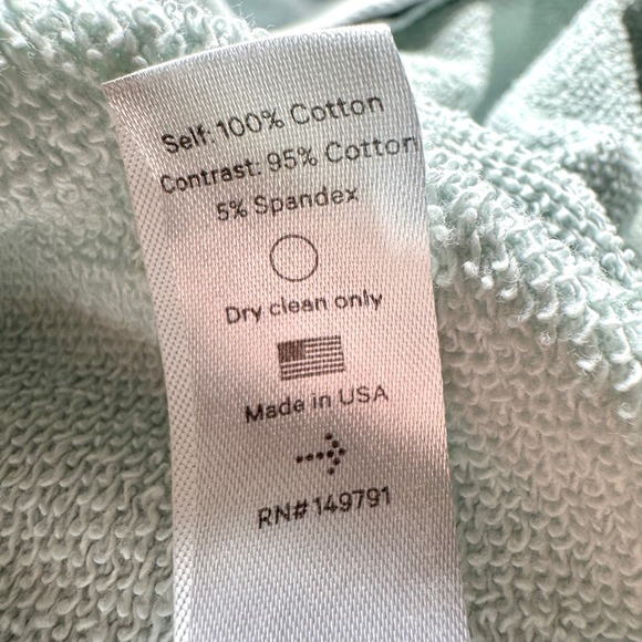 Warm NY Womens Wide Leg Terry Cotton Jumpsuit S/M Light Blue 3/4 Sleeve Lounge